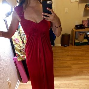 Red full length BCBG silk dress